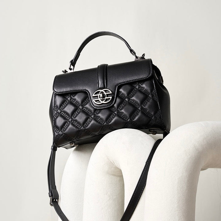 Commuter Genuine Leather Embossed Tote Crossbody Bag