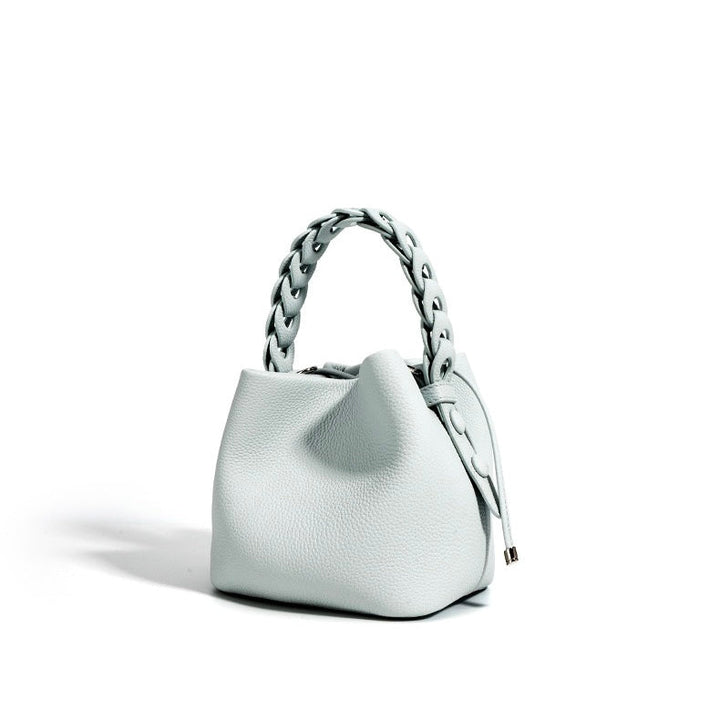 Women's Genuine Top-Grain Leather Versatile Commuting Bucket Bag Single-Shoulder Crossbody Elegant Handheld Bag