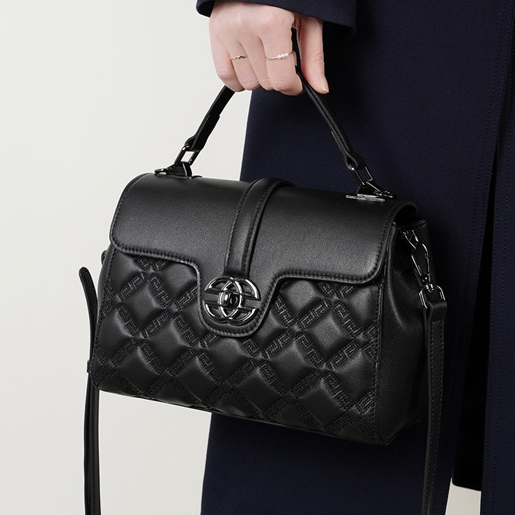 Commuter Genuine Leather Embossed Tote Crossbody Bag