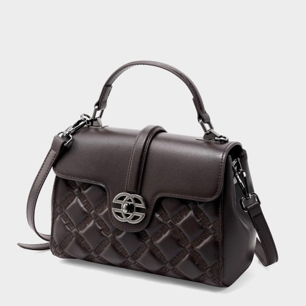 Commuter Genuine Leather Embossed Tote Crossbody Bag