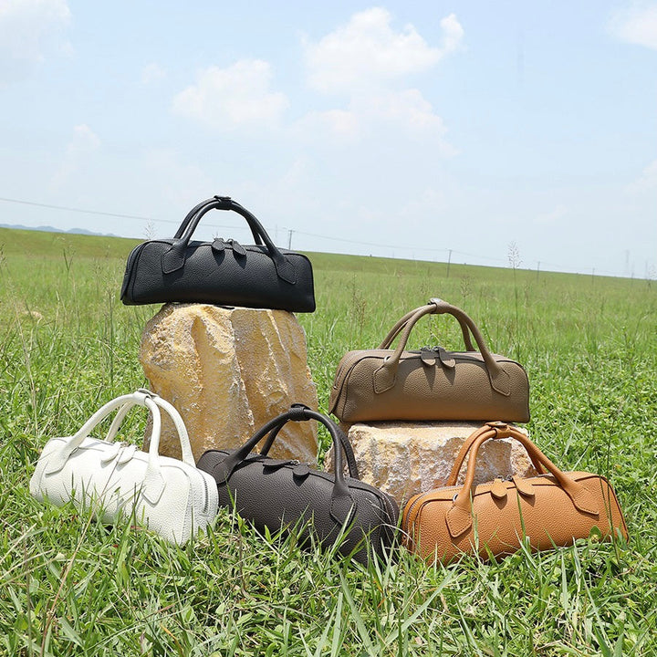 Top Grain Genuine Leather Large Capacity Baguette Handbag