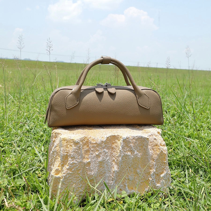 Top Grain Genuine Leather Large Capacity Baguette Handbag
