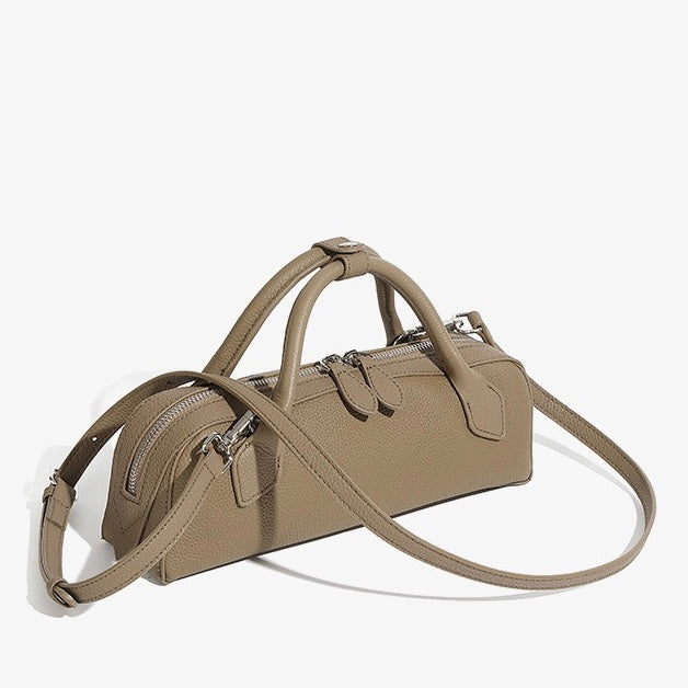 Top Grain Genuine Leather Large Capacity Baguette Handbag