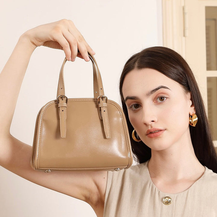 Genuine Leather Bowling Commuter Large Capacity Shoulder Clutch Bag