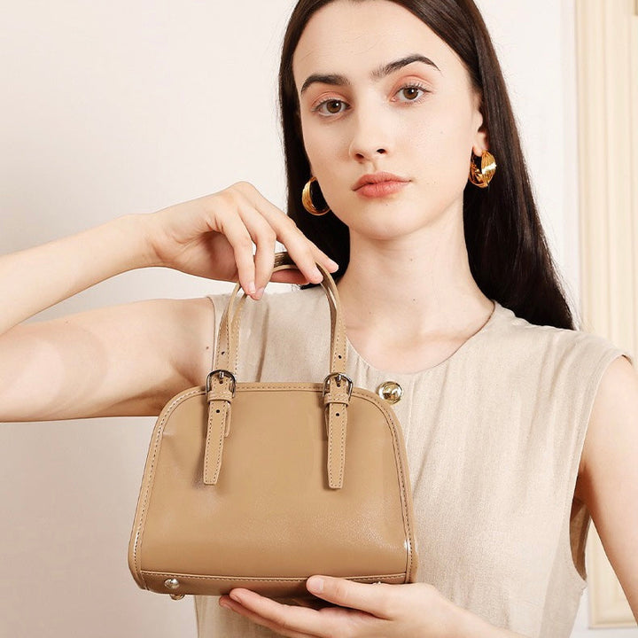 Genuine Leather Bowling Commuter Large Capacity Shoulder Clutch Bag