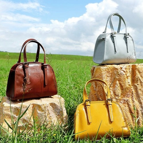 Genuine Leather Bowling Commuter Large Capacity Shoulder Clutch Bag