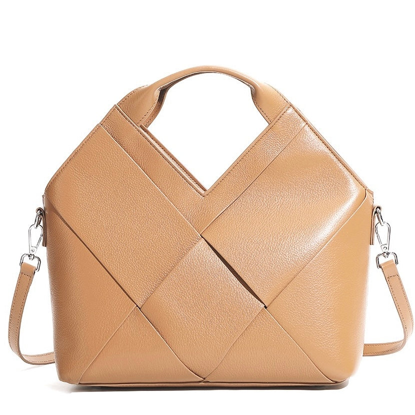 Women's Genuine Leather Woven Handbag
