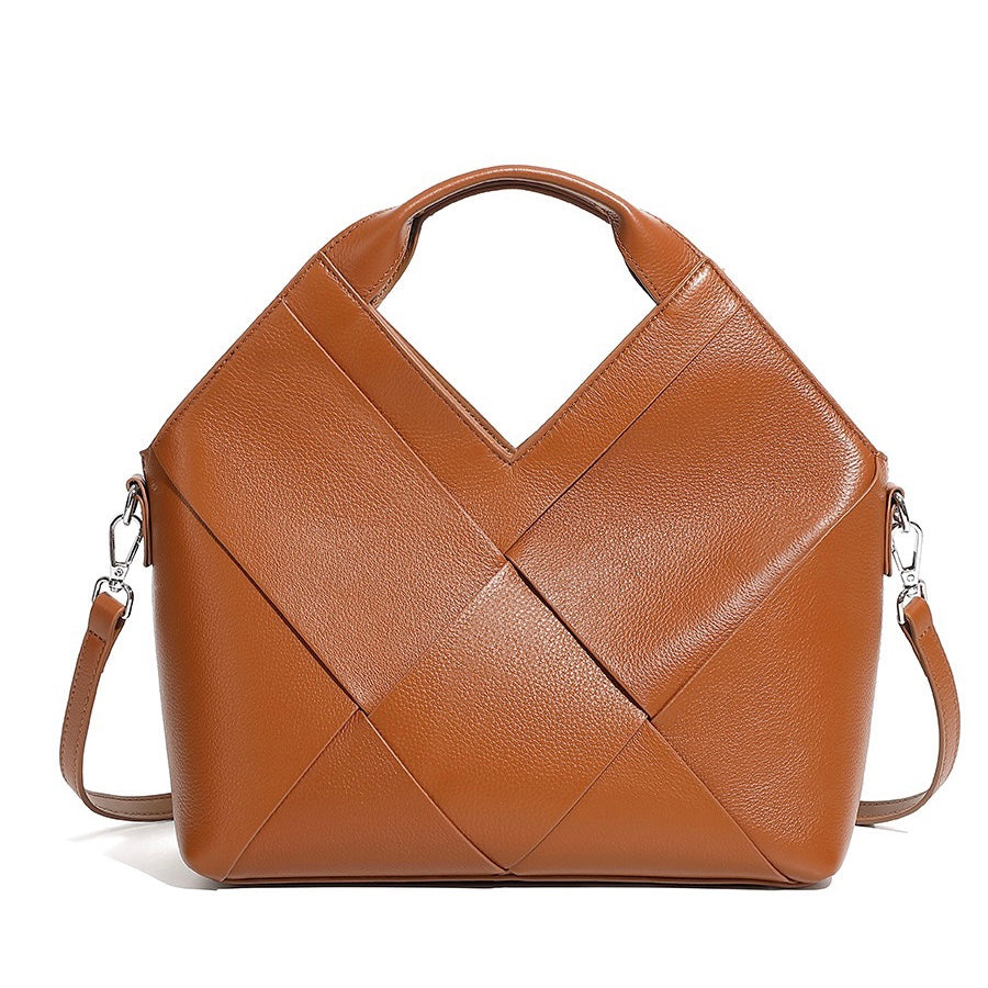 Women's Genuine Leather Woven Handbag