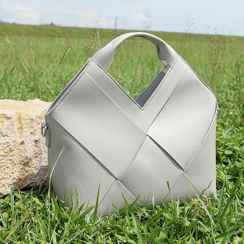 Women's Genuine Leather Woven Handbag