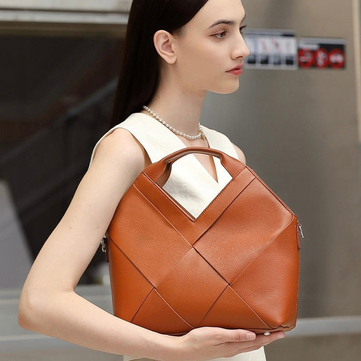 Women's Genuine Leather Woven Handbag
