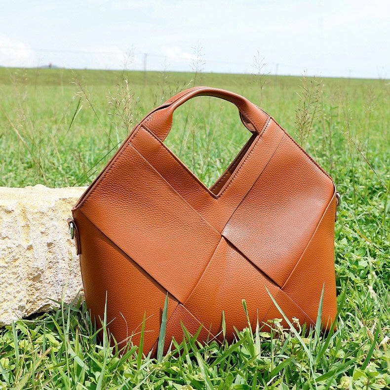 Women's Genuine Leather Woven Handbag