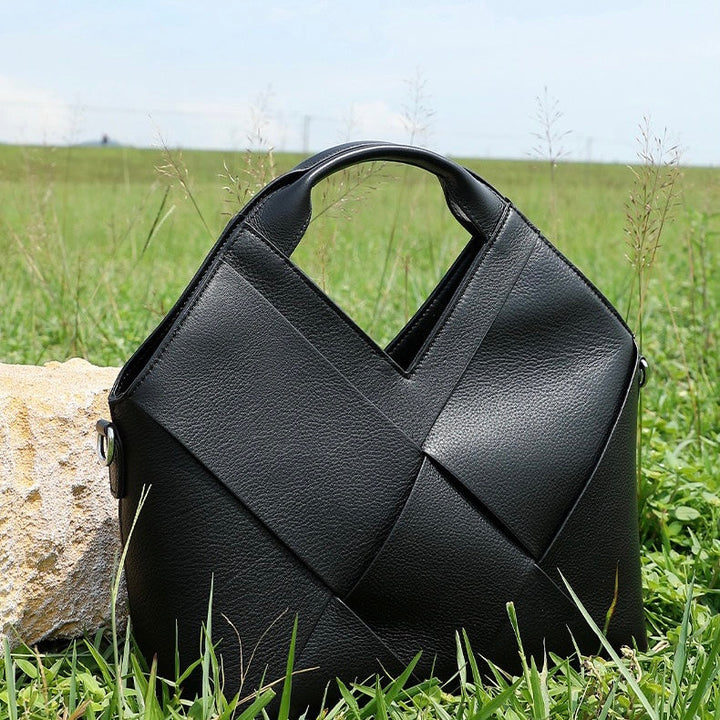 Women's Genuine Leather Woven Handbag