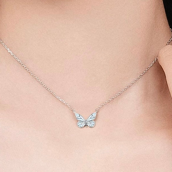 Luminous Dream Blue Butterfly Necklace