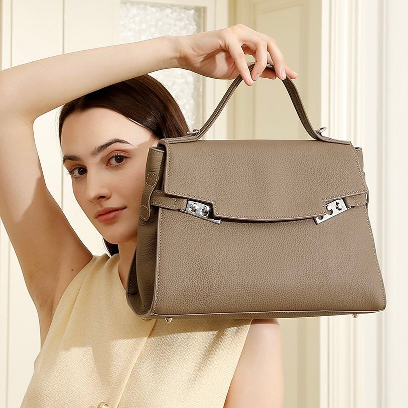 Women's Genuine Leather Minimalist Stylish Large Capacity Tote Shoulder Bag