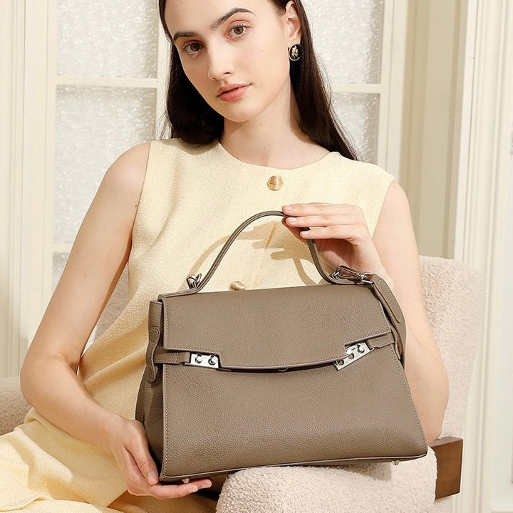 Women's Genuine Leather Minimalist Stylish Large Capacity Tote Shoulder Bag