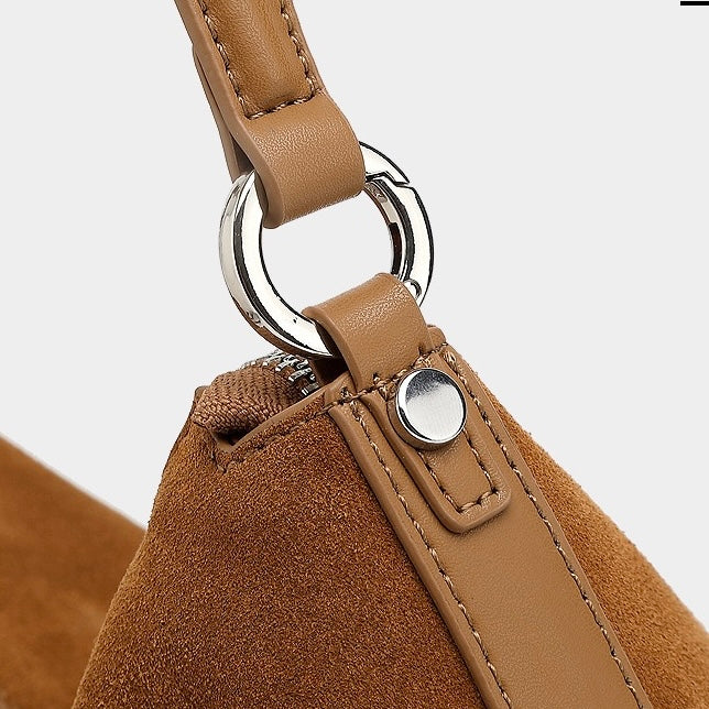 Suede Luxe Hobo Bag with Braided Detail & Tassel Accent