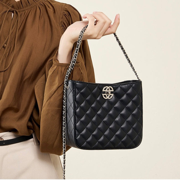 Women's Genuine Cowhide Commuter Chain Bucket Bag