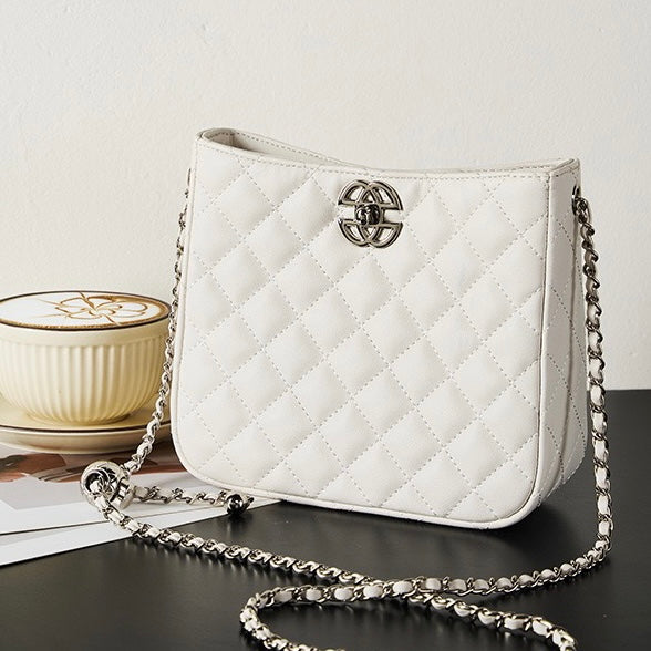 Women's Genuine Cowhide Commuter Chain Bucket Bag