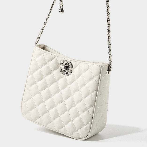 Women's Genuine Cowhide Commuter Chain Bucket Bag