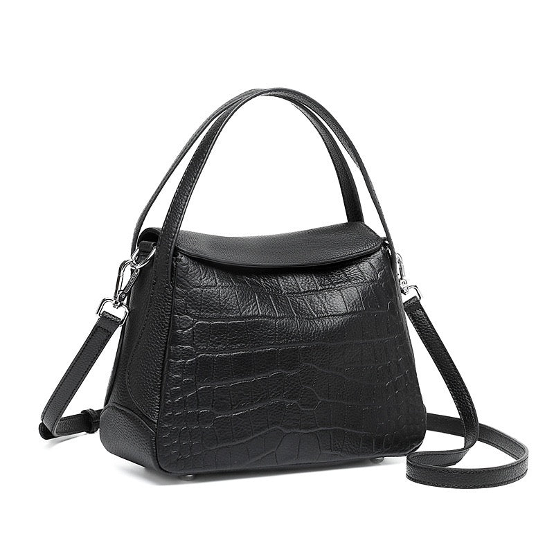 Women's Genuine Leather Croc-Embossed Crossbody Bag