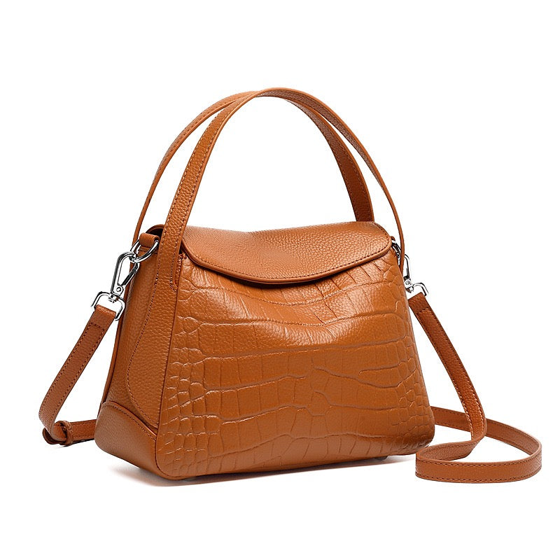 Women's Genuine Leather Croc-Embossed Crossbody Bag