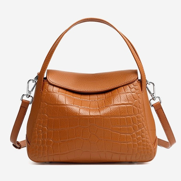 Women's Genuine Leather Croc-Embossed Crossbody Bag