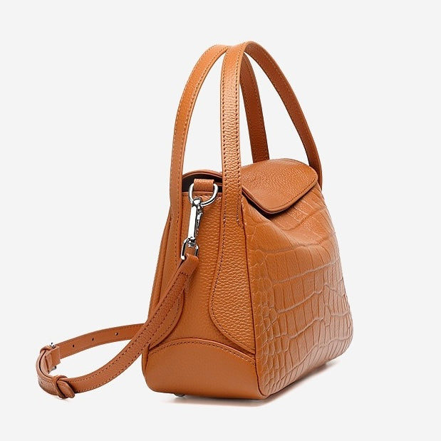 Women's Genuine Leather Croc-Embossed Crossbody Bag