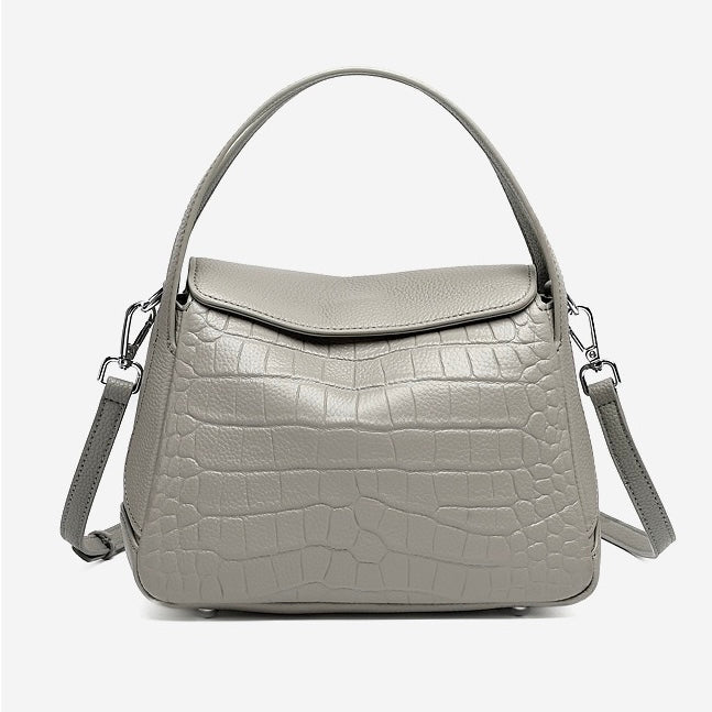 Women's Genuine Leather Croc-Embossed Crossbody Bag