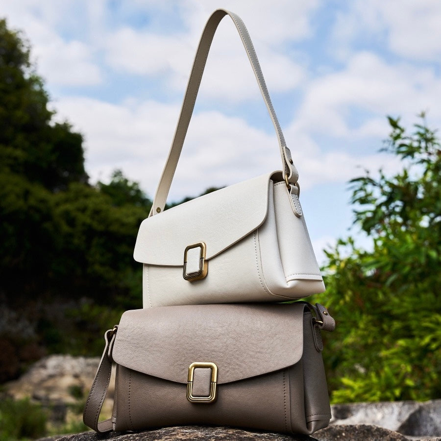 Women’s Genuine Leather Spring-Summer Commuter Tote Bag with Maillard Elegance