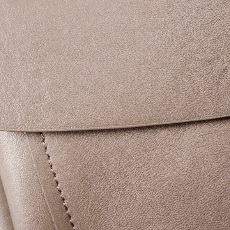 Women’s Genuine Leather Spring-Summer Commuter Tote Bag with Maillard Elegance