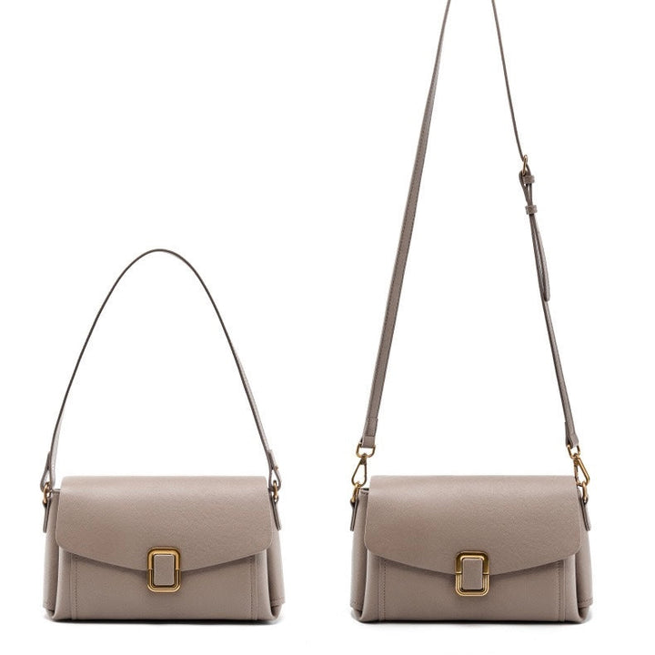 Women’s Genuine Leather Spring-Summer Commuter Tote Bag with Maillard Elegance