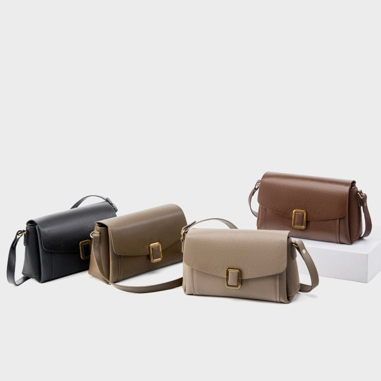 Women’s Genuine Leather Spring-Summer Commuter Tote Bag with Maillard Elegance