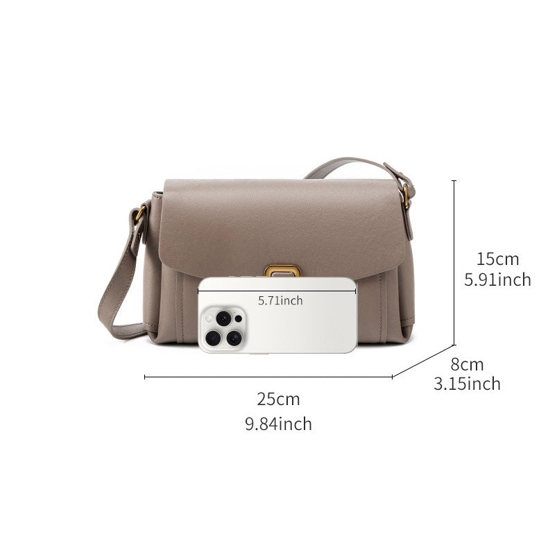 Women’s Genuine Leather Spring-Summer Commuter Tote Bag with Maillard Elegance