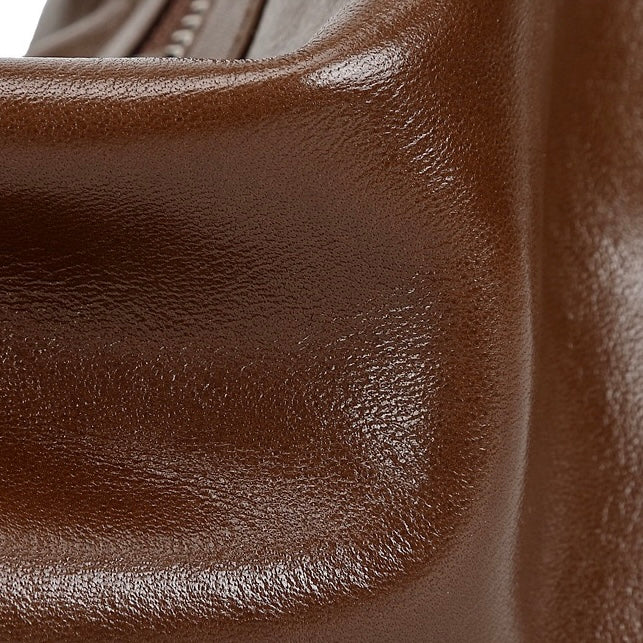 Braided-Handle Genuine Saddle Leather Hobo Bag