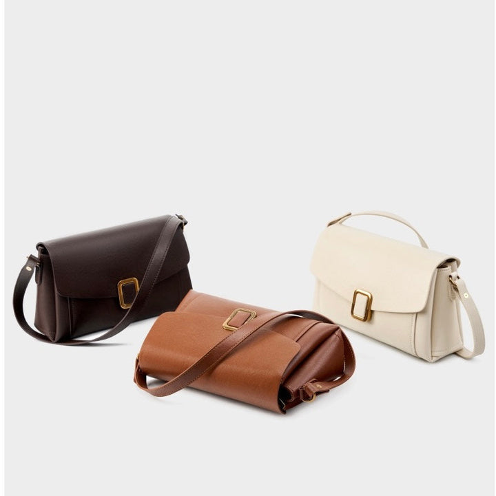 Women’s Genuine Leather Spring-Summer Commuter Tote Bag with Maillard Elegance