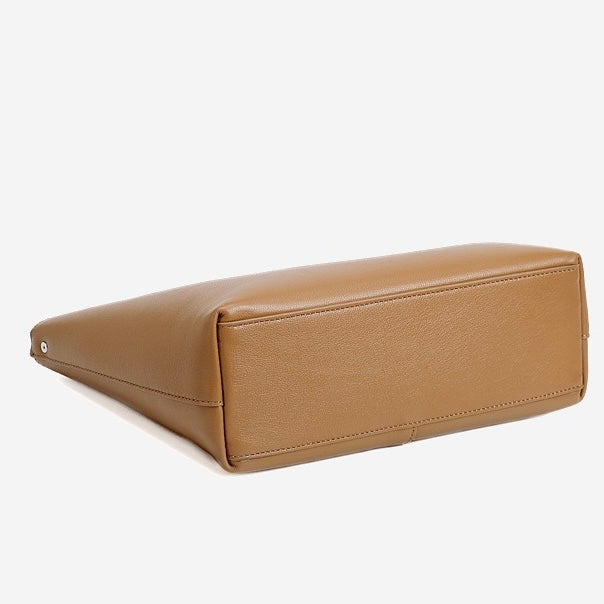 Genuine Leather Arch-Handle Minimalist Commuter Crossbody Bag