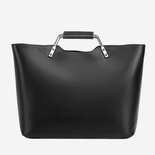 Genuine Leather Arch-Handle Minimalist Commuter Crossbody Bag