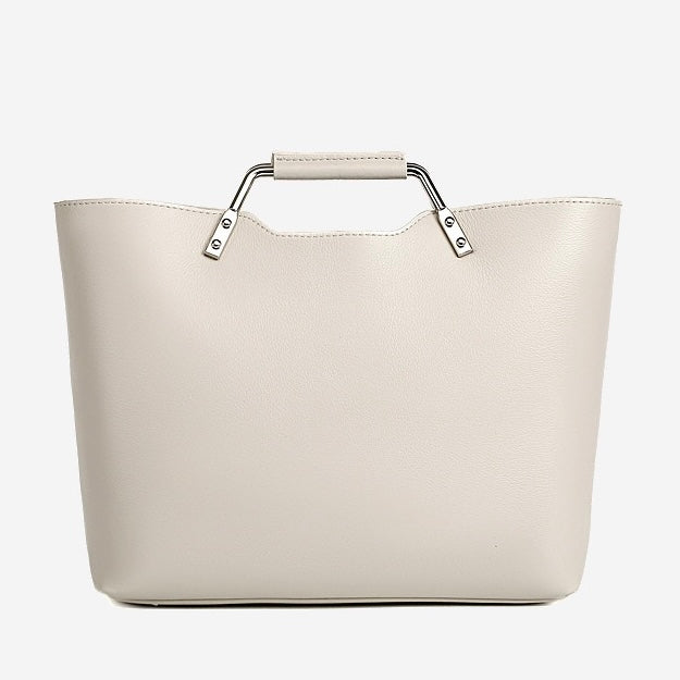 Genuine Leather Arch-Handle Minimalist Commuter Crossbody Bag