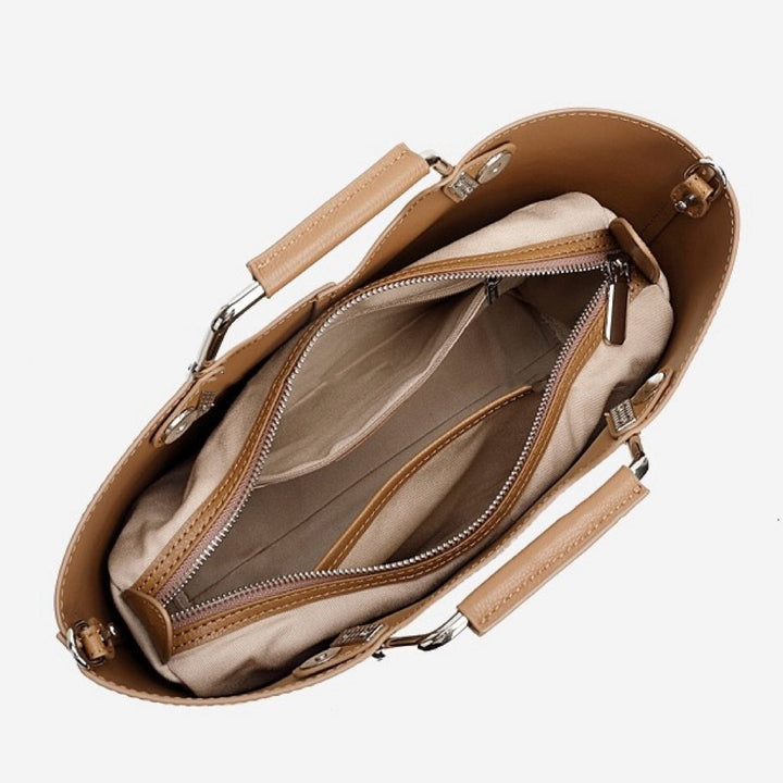 Genuine Leather Arch-Handle Minimalist Commuter Crossbody Bag