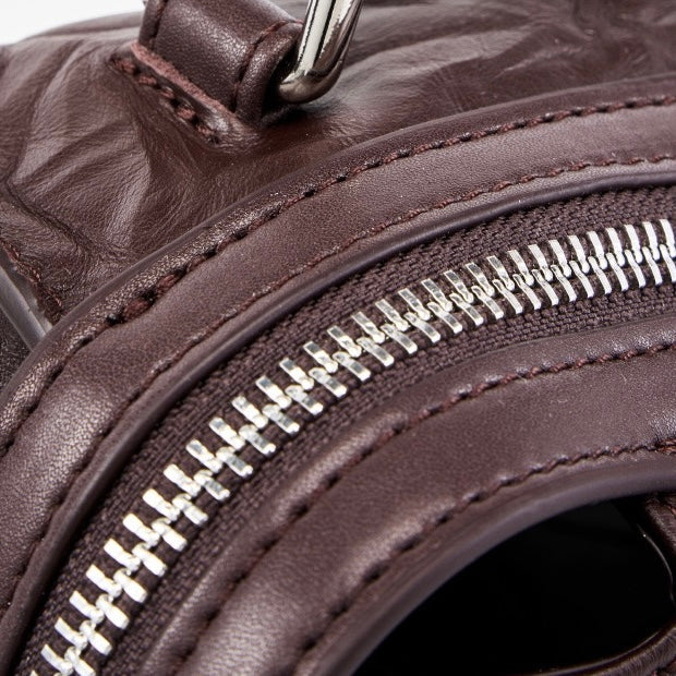 Women’s Genuine Leather Crinkled Boston Bag – Soft Shine Handheld & Crossbody