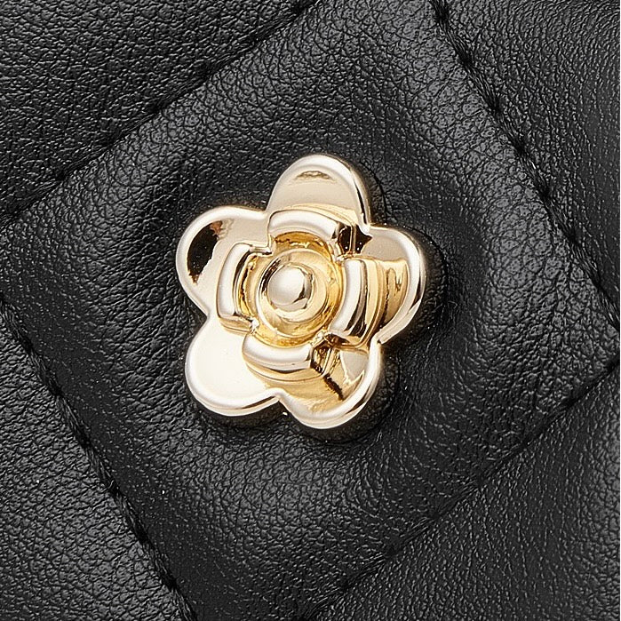 Genuine Leather Quilted Chain-Embellished Crossbody Bag