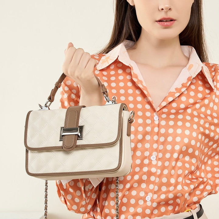 Women’s Genuine Leather Quilted Crossbody Bag – Light Luxury Everyday Essential