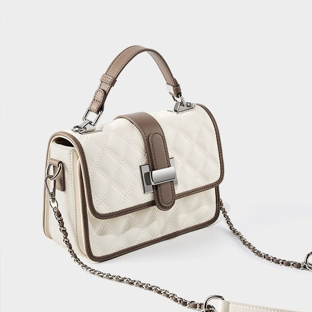 Women’s Genuine Leather Quilted Crossbody Bag – Light Luxury Everyday Essential