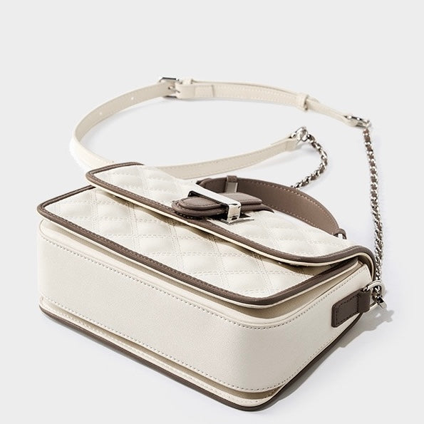 Women’s Genuine Leather Quilted Crossbody Bag – Light Luxury Everyday Essential