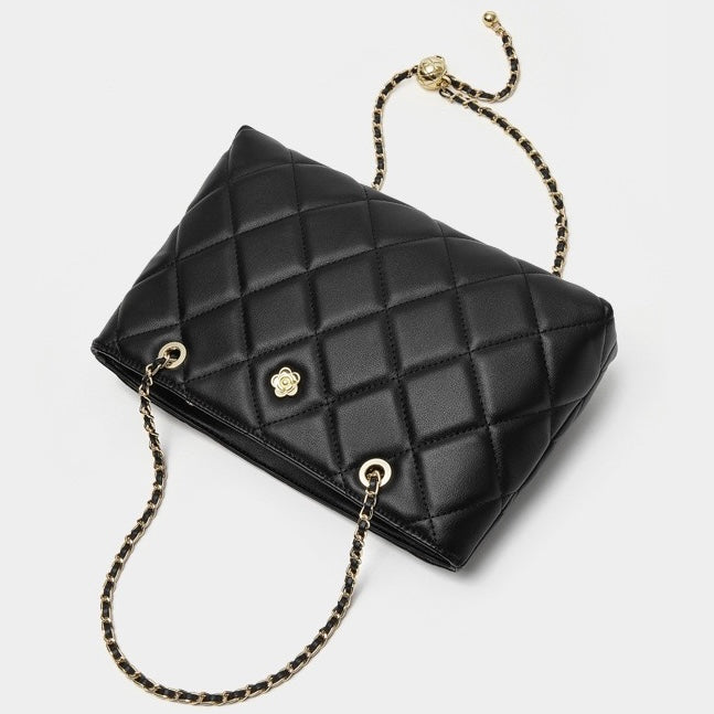Women's Quilted Genuine Leather Chain Shoulder Bag