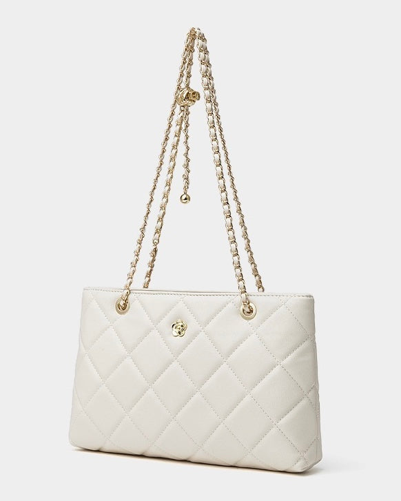 Women's Quilted Genuine Leather Chain Shoulder Bag