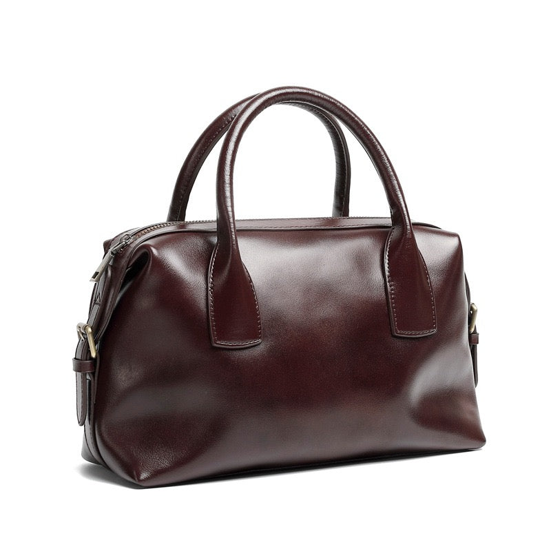Pebbled Leather Convertible Satchel with Top Handles