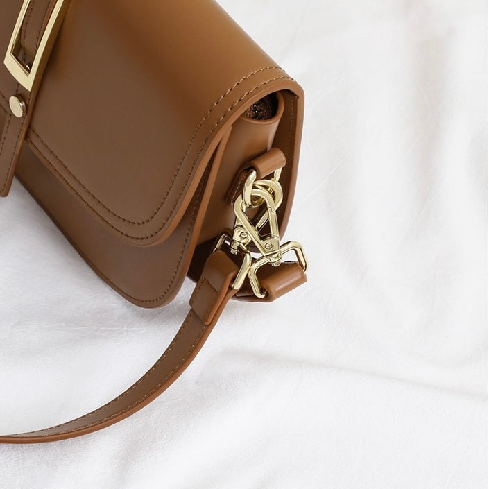 Women's Genuine Leather Saddle Crossbody Shoulder Bag