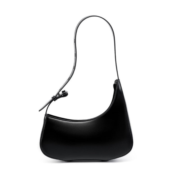 Minimalist Women's Genuine Leather Half Moon Baguette Bag