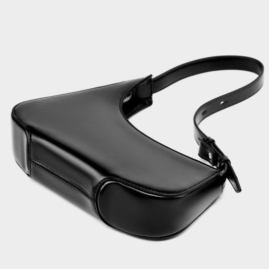 Minimalist Women's Genuine Leather Half Moon Baguette Bag